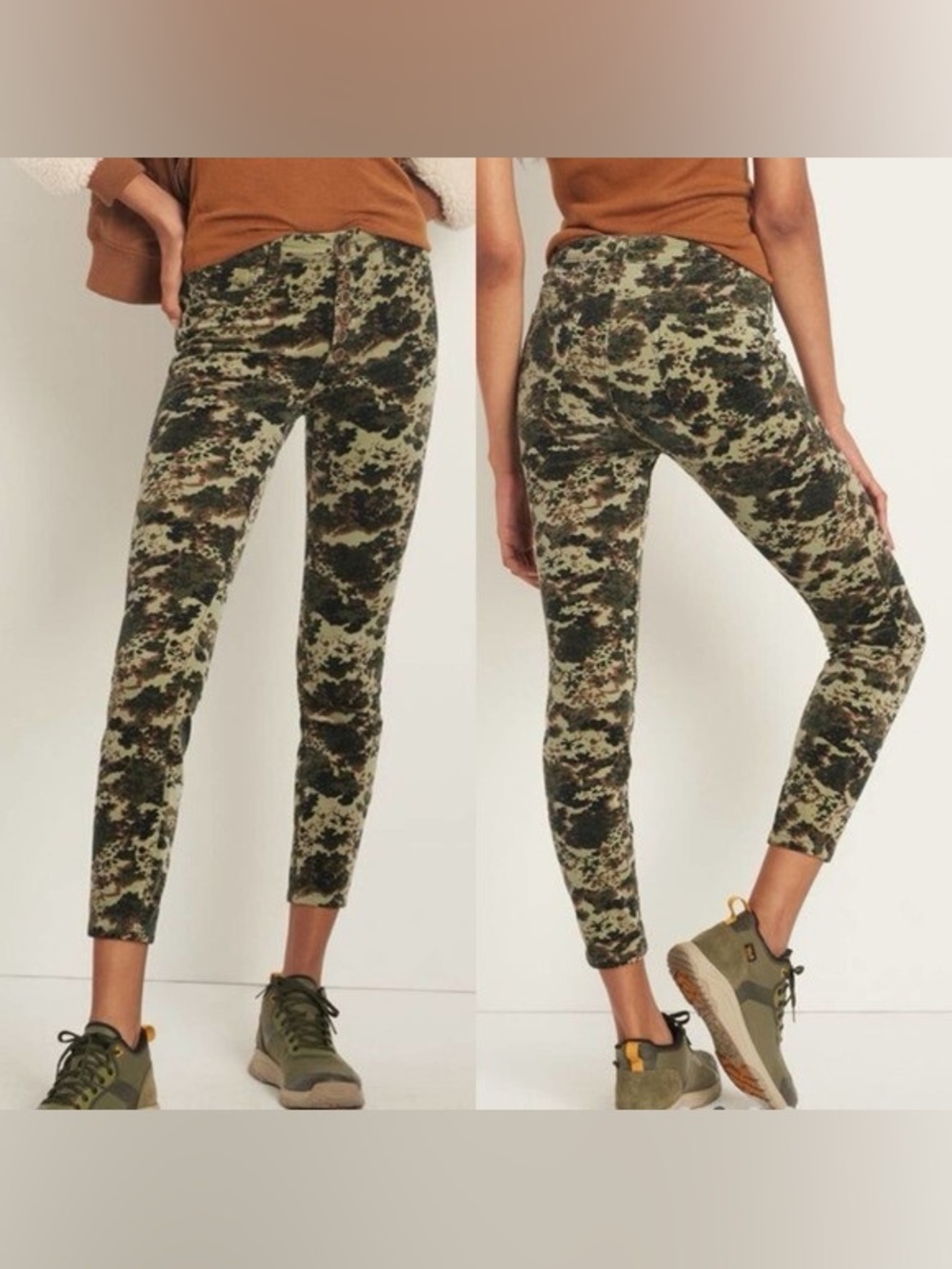 Anthropologie Pilcro high rise skinny cropped camo corduroy pants size 16W